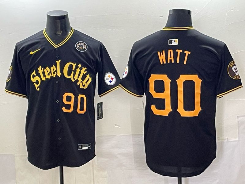 Men 2025 Nike Pittsburgh Steelers #90 Watt Black Limited NFL Jersey style 044->pittsburgh steelers->NFL Jersey